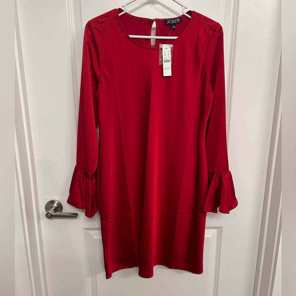 [6] red long sleeve J.Crew dress